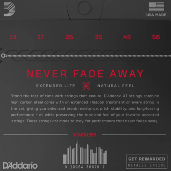 Струни D'Addario XTABR1356 XT 80/20 Bronze Medium 13-56 Струни D'Addario XTABR1356 XT 80/20 Bronze Medium 13-56