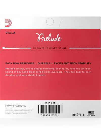 Струни для альта D'Addario J910 LM Prelude Viola String Set Long Scale Medium Tension