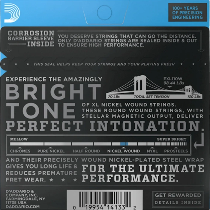 D'Addario EXL110W XL Nickel Wound Regular Light Wound 3rd 10-46