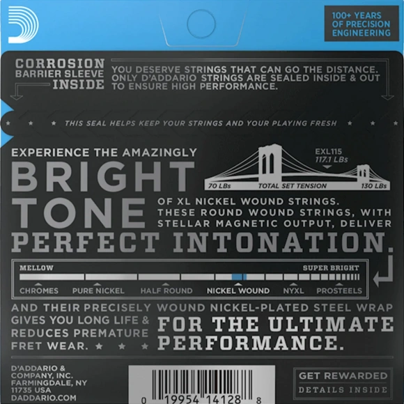 Струны D'Addario EXL115 XL Nickel Wound Medium 11-49