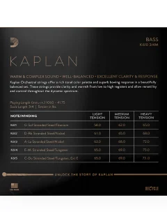 D'Addario K610 3/4M Kaplan Bass String Set 3/4 Scale Medium Tension