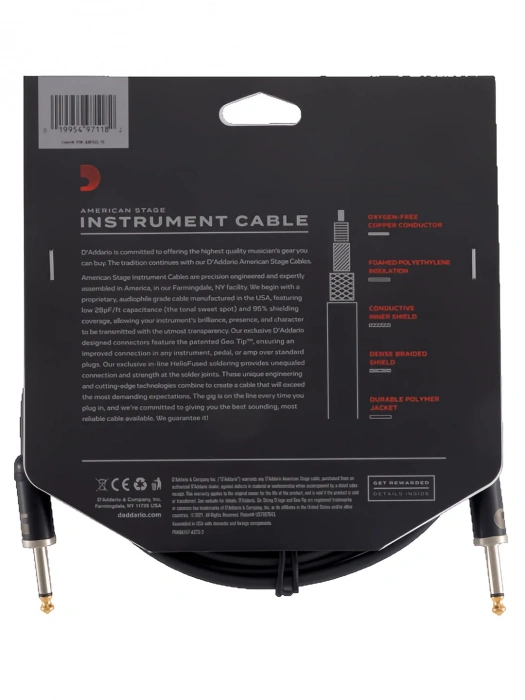 Кабель Кабель D'Addario PW-AMSG-15 American Stage (4.5m)