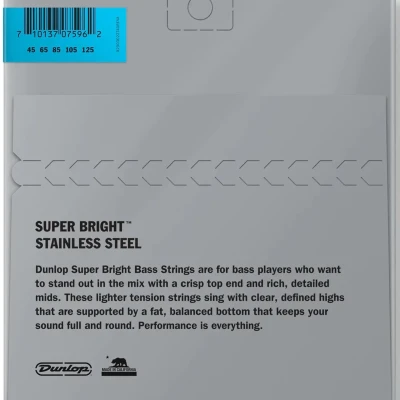 Струни Dunlop DBSBS45125 Super Bright Steel 45-125