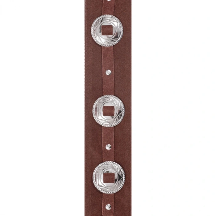 D'Addario 25SSC01 Deluxe Leather Guitar Strap (Conchos, Brown)