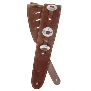 D'Addario 25SSC01 Deluxe Leather Guitar Strap (Conchos, Brown)