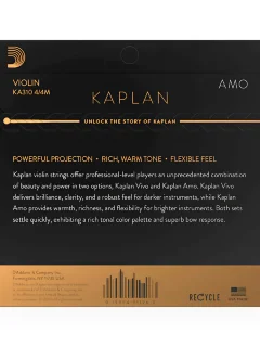 D'Addario KA310 4/4M Kaplan Amo Violin String Set 4/4 Scale Medium Tension