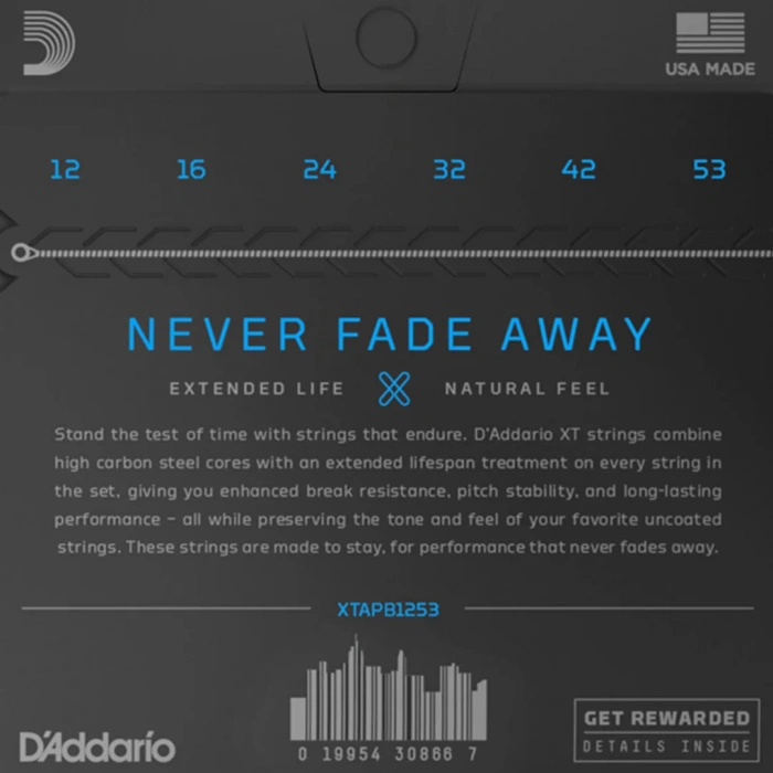 Струни Струни D'Addario XTAPB1253 XT Phosphor Bronze Light 12-53