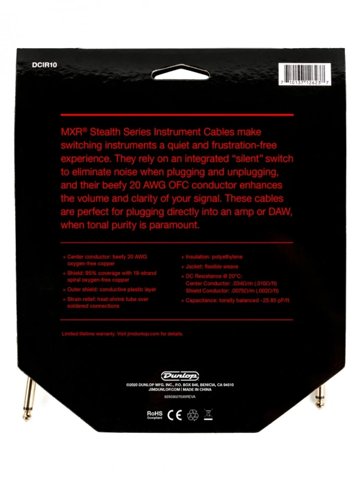 MXR DCIR10 Stealth Series Instrument Cable (10ft)