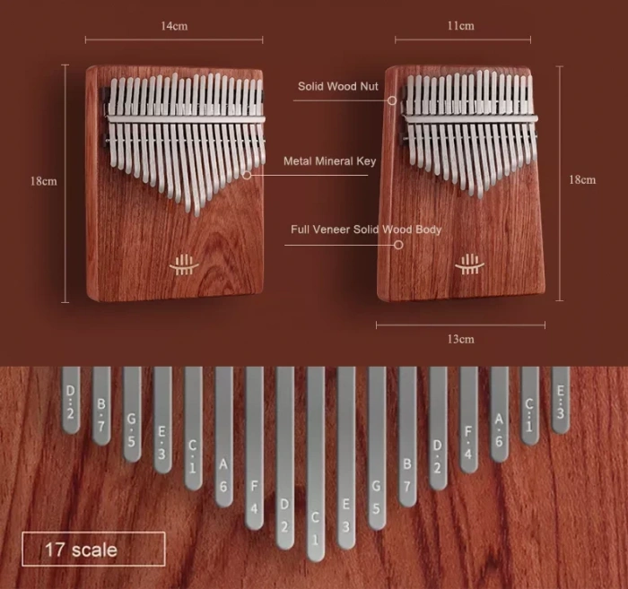 Калімба Калімба Hluru KC17 Zambian Padauk (17 нот, замбійский падук)