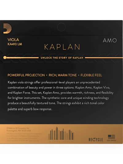 Струни для альта D'Addario KA410 LM Kaplan Amo Viola String Set Long Scale Medium Tension