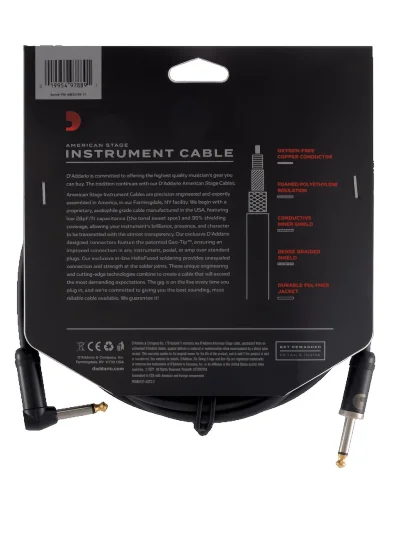 Інструментальний кабель D'Addario PW-AMSGRA-10 American Stage Right to Straight (3m)
