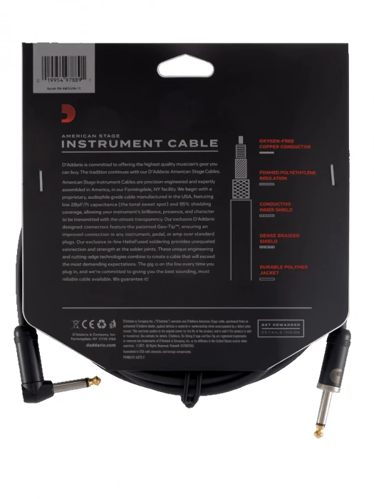 Кабель Кабель D'Addario PW-AMSGRA-10 American Stage Right to Straight (3m)
