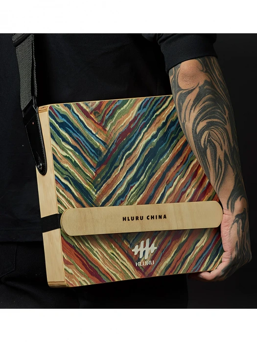 Hluru Cajon 3-in-1 Travel 30CN Black Tortoise - Maple Painted