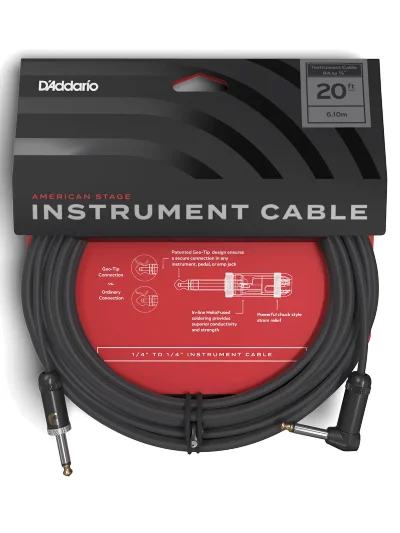 Інструментальний кабель D'Addario PW-AMSGRA-20 American Stage Right to Straight (6m)