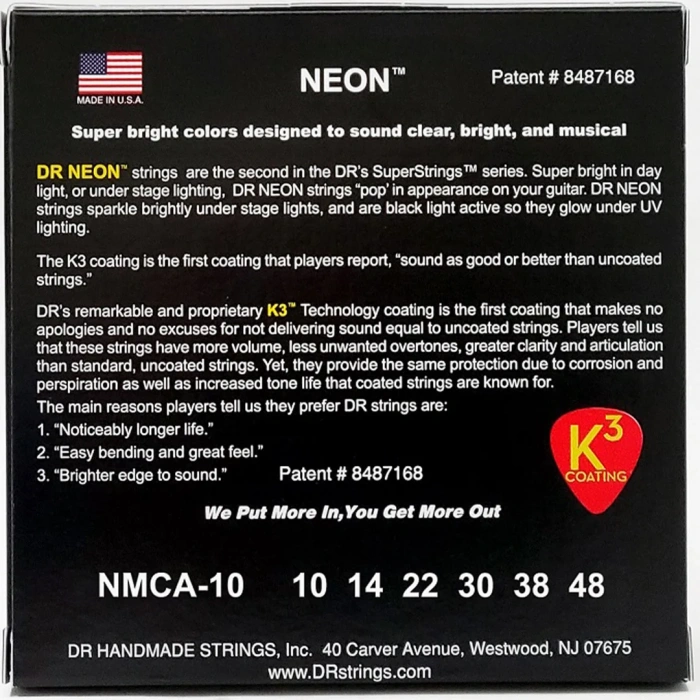 DR NMCA-10 Neon Multi-Color Acoustic Extra Light 10-48