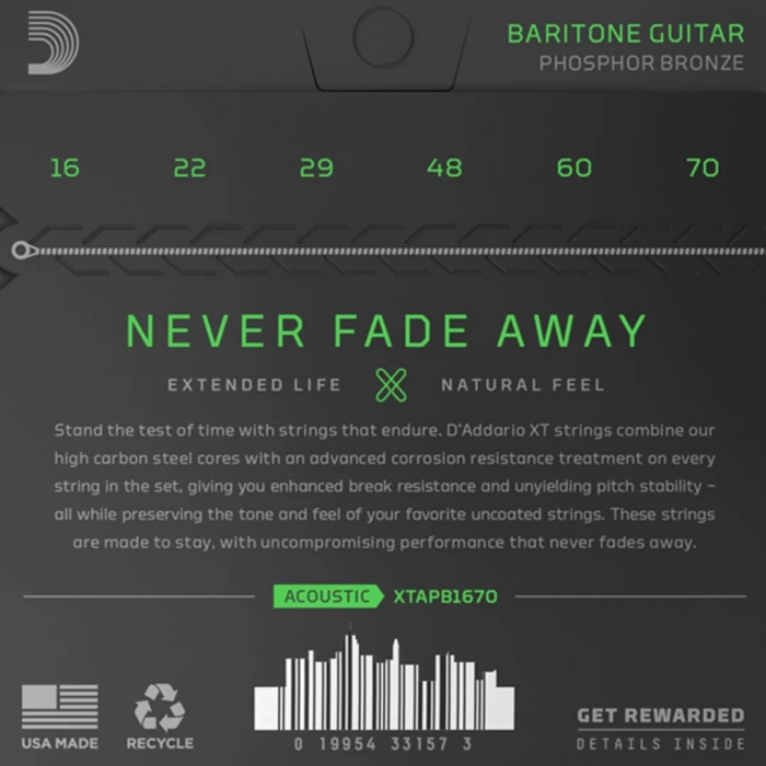Струни Струни D'Addario XTAPB1670 XT Phosphor Bronze Baritone 16-70