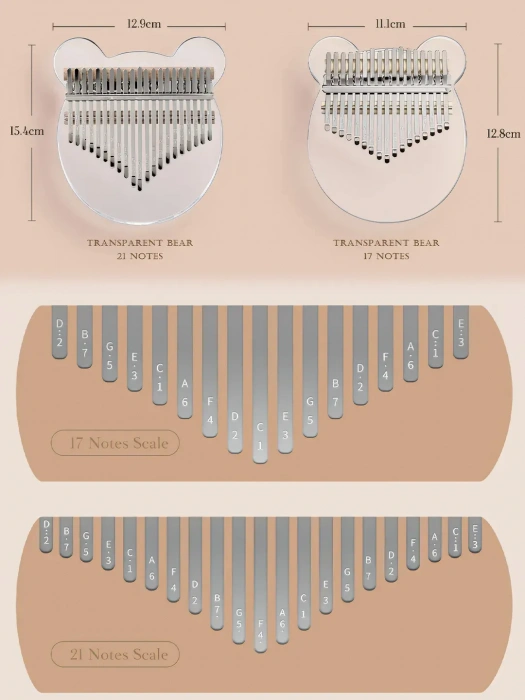 Калімба Калімба Hluru Huashu KHTB17 Transparent Bear Acrylic