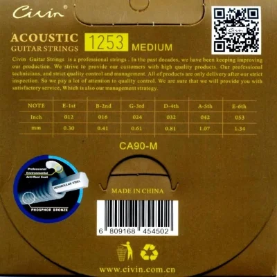 Струни Civin CA90 M Phosphor Bronze Medium (American Imported) 12/53