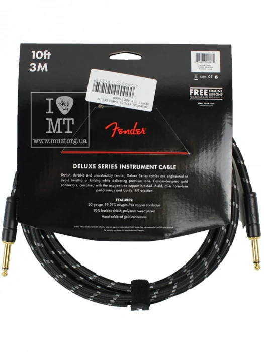 Fender Cable Deluxe Series 10' Black Tweed