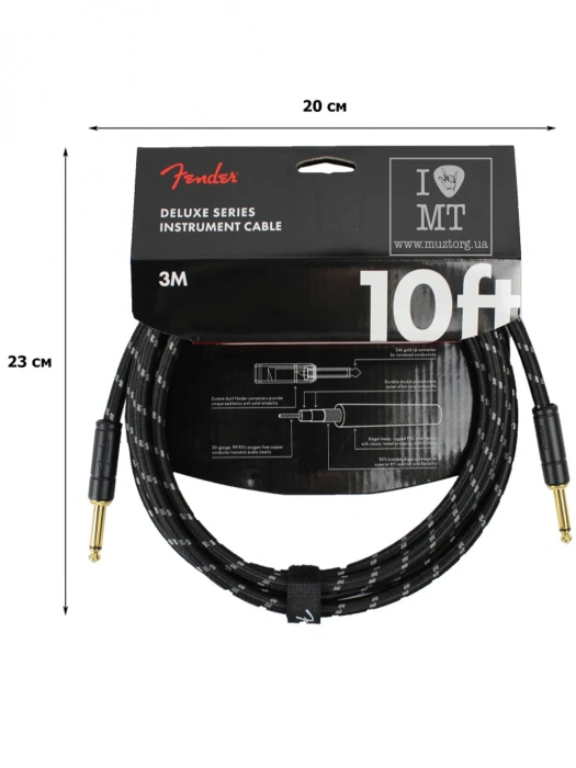 Fender Cable Deluxe Series 10' Black Tweed