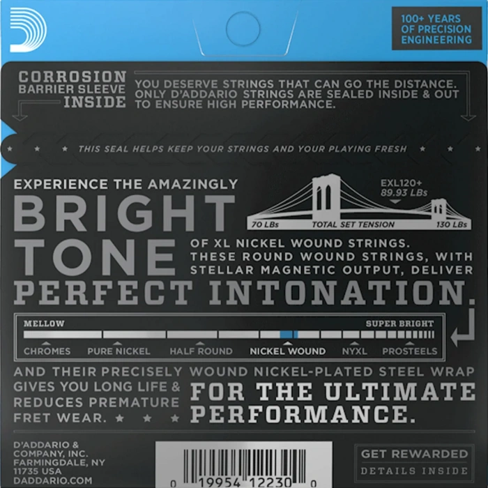 D'Addario EXL120+ XL Nickel Wound Super Light Plus 9.5-44