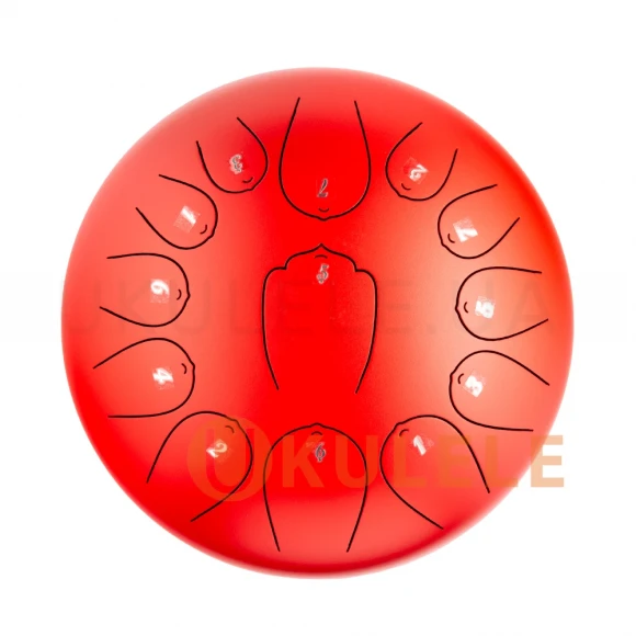 Глюкофон Hluru Huashu THL13-12 Red 12" (30см) 13 нот Tongue Drum Carbon Steel