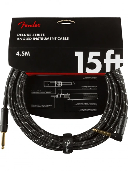 Кабель Fender Cable Deluxe Series 15' Angled Black Tweed