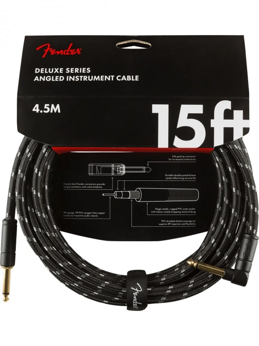 Кабель Кабель Fender Cable Deluxe Series 15' Angled Black Tweed