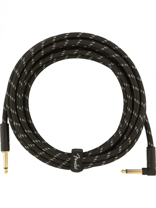 Fender Cable Deluxe Series 15' Angled Black Tweed