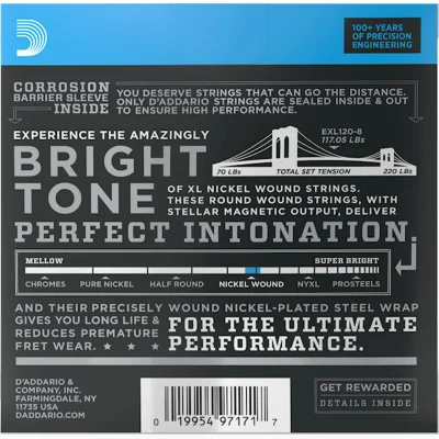 Струни D'Addario EXL120-8 XL Nickel Wound 8-String Super Light 09-65
