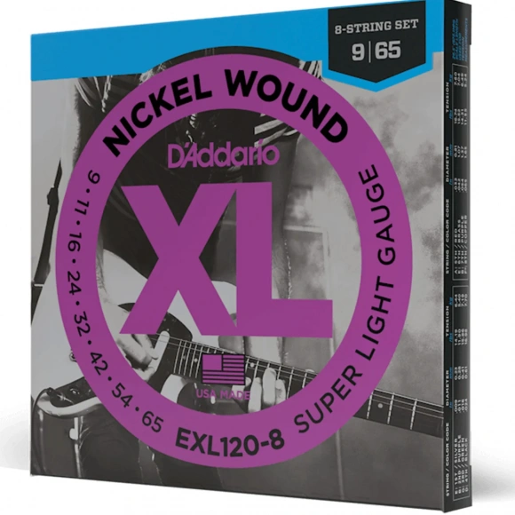 Струни D'Addario EXL120-8 XL Nickel Wound 8-String Super Light 09-65 Струни D'Addario EXL120-8 XL Nickel Wound 8-String Super Light 09-65