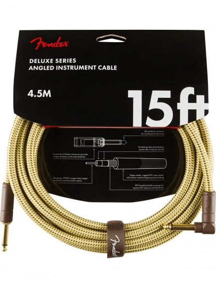 Кабель Fender Cable Deluxe Series 15' Angled Black Tweed