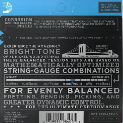 Струни D'Addario EXL120BT XL Nickel Wound Balanced Tension Super Light 09-40