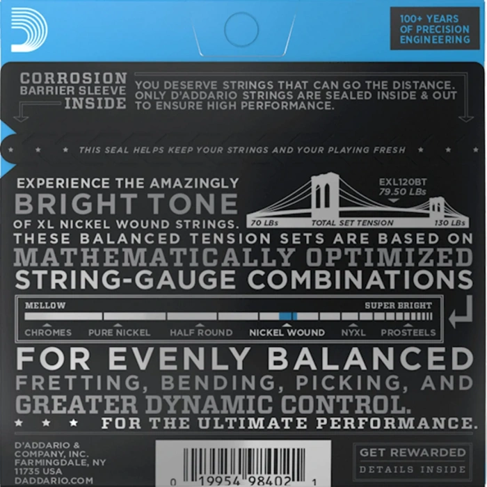 D'Addario EXL120BT XL Nickel Wound Balanced Tension Super Light 09-40
