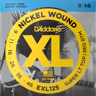 D'Addario EXL125 XL Nickel Wound Super Light Top/Regular Bottom 09-46
