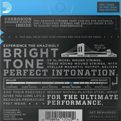 Струни D'Addario EXL130+ XL Nickel Wound Extra Super Light Plus 08.5-39