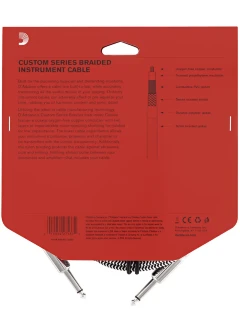 D'Addario PW-BG-10BG Custom Series Braided Instrument Cable Grey (3m)