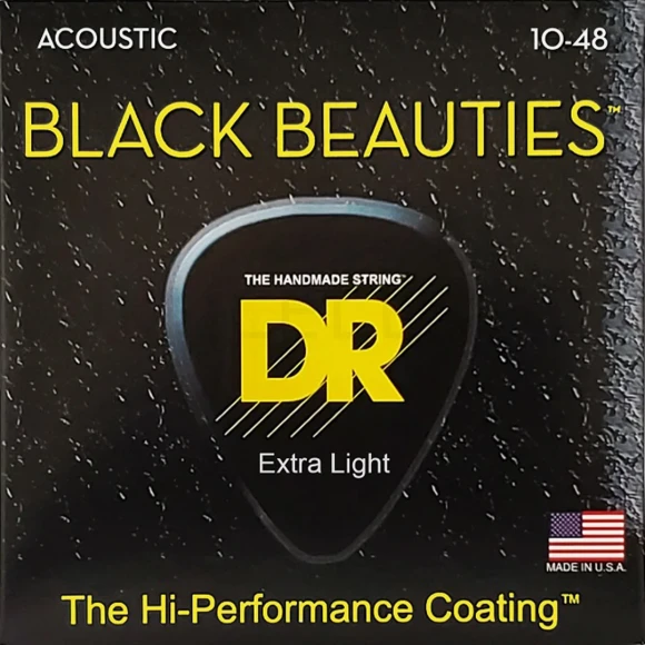 Струни DR BKA-10 Black Beauties Acoustic Extra Light 10-48