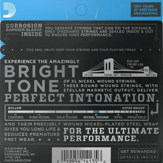 D'Addario EXL140 XL Nickel Wound Light Top/Heavy Bottom 10-52