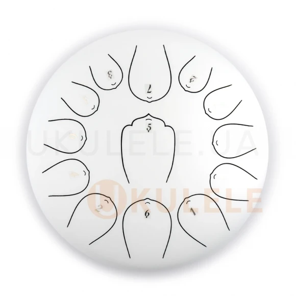 Глюкофон Hluru Huashu THL13-12 White 12" (30см) 13 нот Tongue Drum Carbon Steel