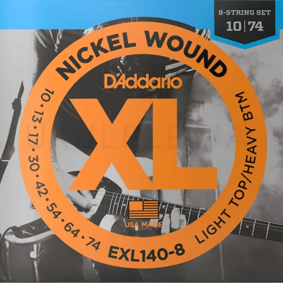 Струны D'Addario EXL140-8 XL Nickel Wound Light Top/Heavy Bottom 8-String 10-74