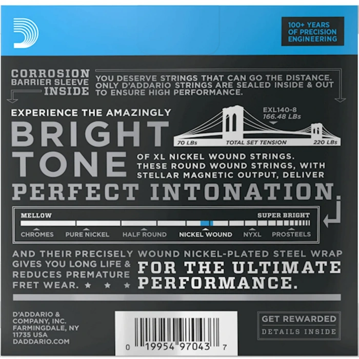 D'Addario EXL140-8 XL Nickel Wound Light Top/Heavy Bottom 8-String 10-74