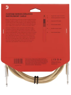 D'Addario PW-BG-10TW Custom Series Braided Instrument Cable Tweed (3m)