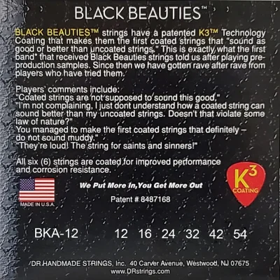 Струни DR BKA-12 Black Beauties Acoustic Light 12-54