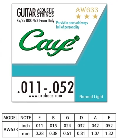Струни Orphee Caye AW633 Bronze 11-52