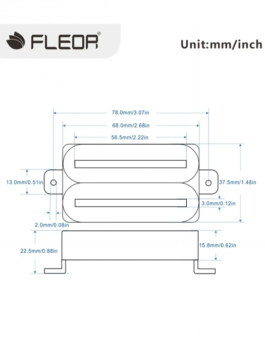 Fleor Dual Rail Humbucker Ceramic Set (White)