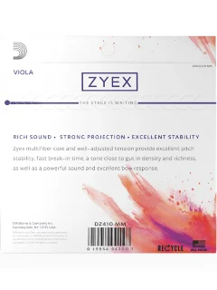 D'Addario DZ410 MM Zyex Viola String Set (Medium Scale Medium Tension)