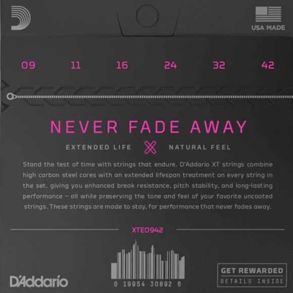 Струны D'Addario XTE0942 XT Electric Nickel Plated Steel Super Light 09-42 Струны D'Addario XTE0942 XT Electric Nickel Plated Steel Super Light 09-42