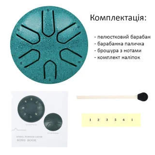 Overtone Steel Tongue Drum 3 Inch 6-Tone Green