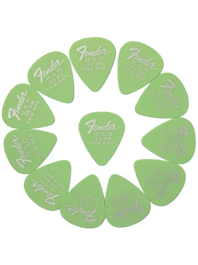 Набір медіаторів Fender 351 Dura-Tone .58 12-Pack Surf Green